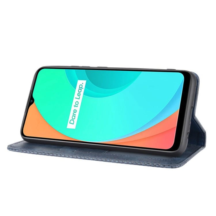 For OPPO Realme C11 Magnetic Buckle Retro Crazy Horse Texture Horizontal Flip Leather Case with Holder & Card Slots & Photo Frame