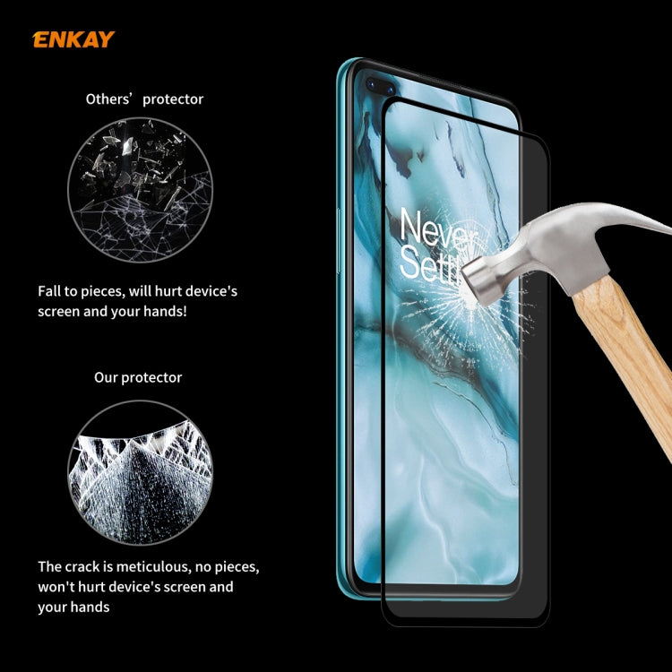 For OnePlus Nord ENKAY Hat-Prince Full Glue 0.26mm 9H 2.5D Tempered Glass Full Coverage Film