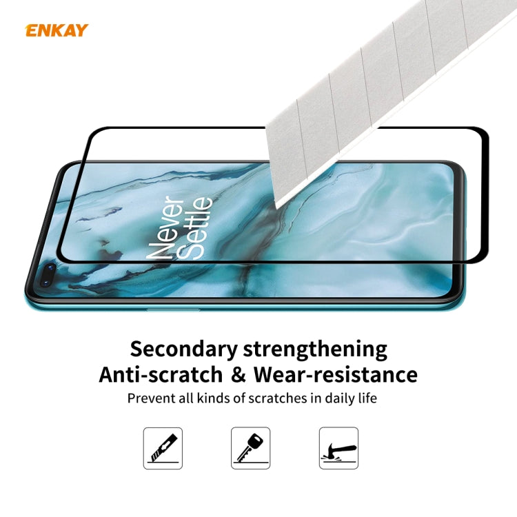 For OnePlus Nord 2 PCS ENKAY Hat-Prince Full Glue 0.26mm 9H 2.5D Tempered Glass Full Coverage Film