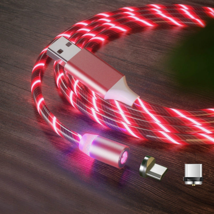 2 in 1 USB to Type-C / USB-C + Micro USB Magnetic Absorption Colorful Streamer Charging Cable, Length: 1m