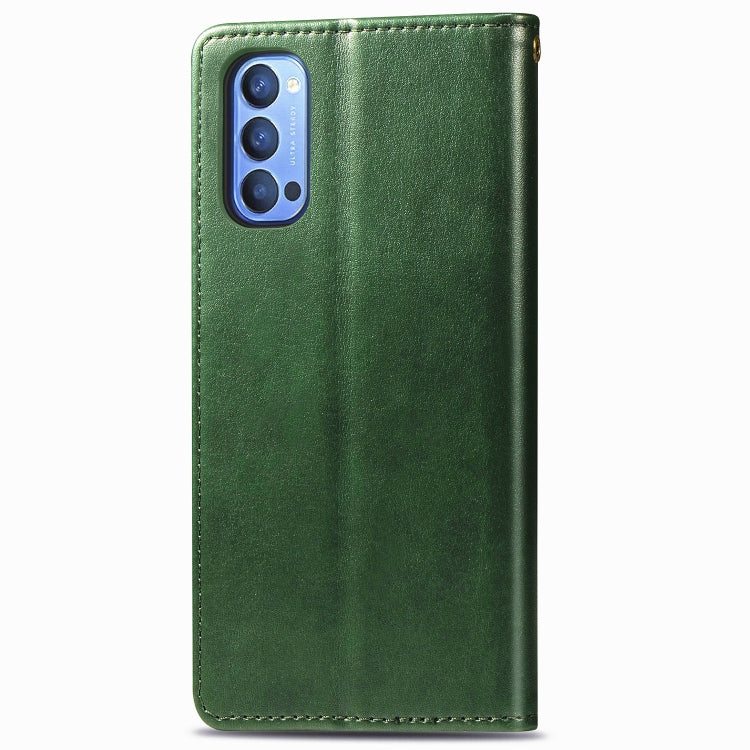 For OPPO Reno 4 Retro Solid Color Leather Buckle Phone Case with Lanyard & Photo Frame & Card Slot & Wallet & Stand Function