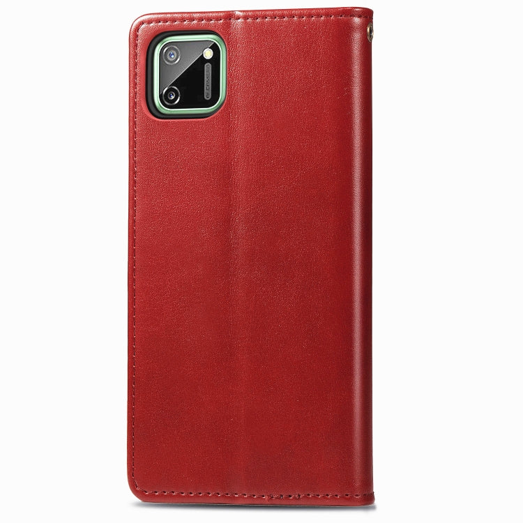 For OPPO Realme C11 Retro Solid Color Leather Buckle Phone Case with Lanyard & Photo Frame & Card Slot & Wallet & Stand Function