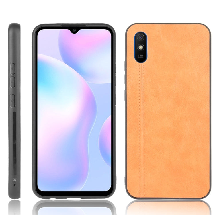 For Xiaomi Redmi 9A Shockproof Sewing Cow Pattern Skin PC + PU + TPU Case