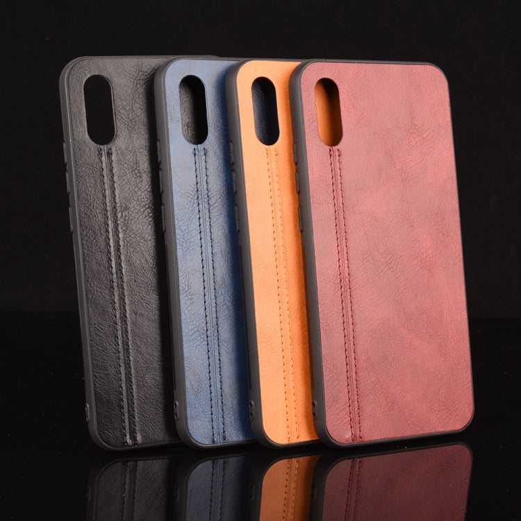 For Xiaomi Redmi 9A Shockproof Sewing Cow Pattern Skin PC + PU + TPU Case