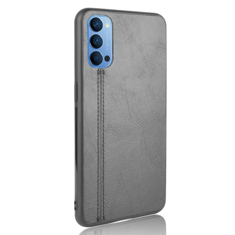For Oppo Reno4 Shockproof Sewing Cow Pattern Skin PC + PU + TPU Case