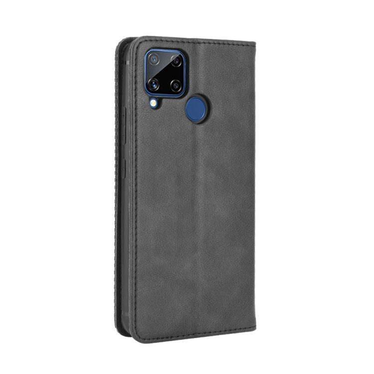 For OPPO Realme C15 Magnetic Buckle Retro Crazy Horse Texture Horizontal Flip Leather Case with Holder & Card Slots & Photo Frame