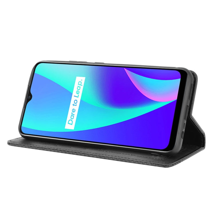For OPPO Realme C15 Magnetic Buckle Retro Crazy Horse Texture Horizontal Flip Leather Case with Holder & Card Slots & Photo Frame