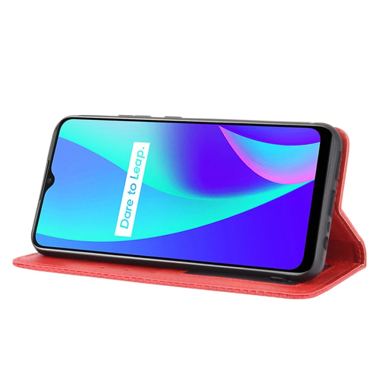 For OPPO Realme C15 Magnetic Buckle Retro Crazy Horse Texture Horizontal Flip Leather Case with Holder & Card Slots & Photo Frame