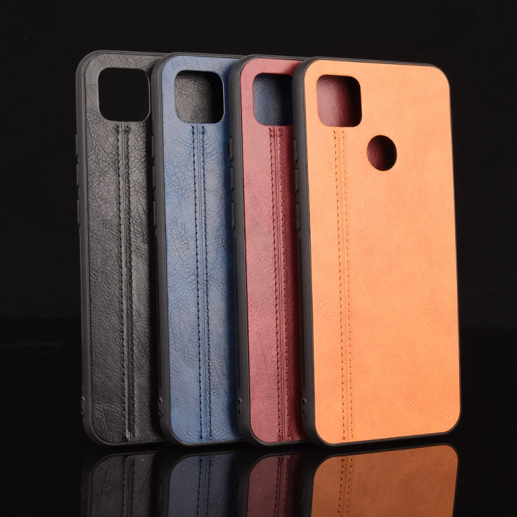 For Xiaomi Redmi 9C Shockproof Sewing Cow Pattern Skin PC + PU + TPU Case