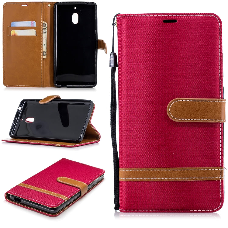 Color Matching Denim Texture Leather Case for Nokia 2.1 (2018) , with Holder & Card Slots & Wallet & Lanyard