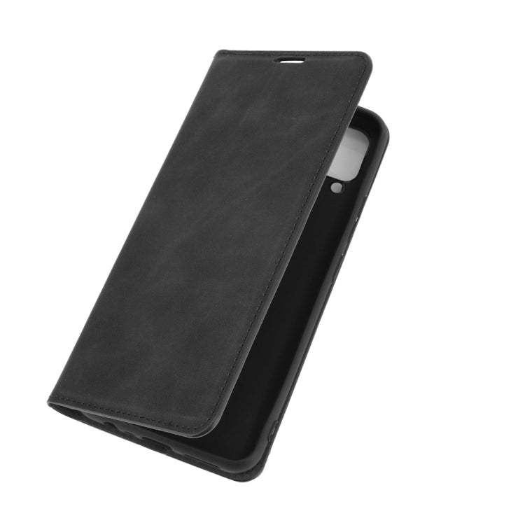 For Realme C15 Retro-skin Business Magnetic Suction Leather Case with Holder & Card Slots & Wallet