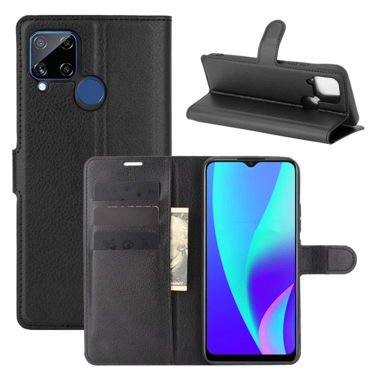 For OPPO Realme C15 Litchi Texture Horizontal Flip Protective Case with Holder & Card Slots & Wallet