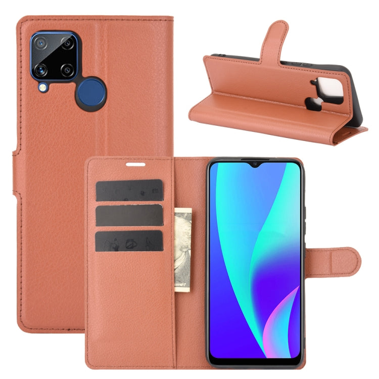 For OPPO Realme C15 Litchi Texture Horizontal Flip Protective Case with Holder & Card Slots & Wallet