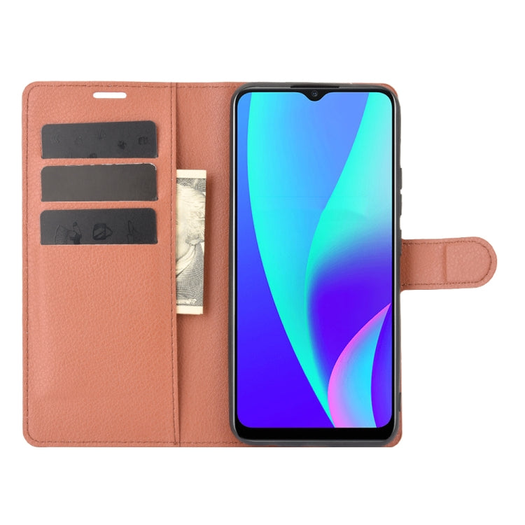 For OPPO Realme C15 Litchi Texture Horizontal Flip Protective Case with Holder & Card Slots & Wallet