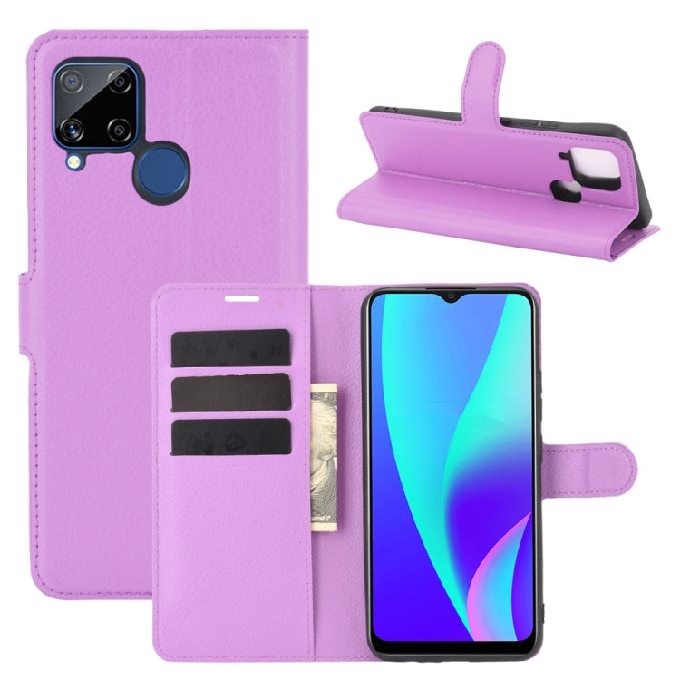For OPPO Realme C15 Litchi Texture Horizontal Flip Protective Case with Holder & Card Slots & Wallet