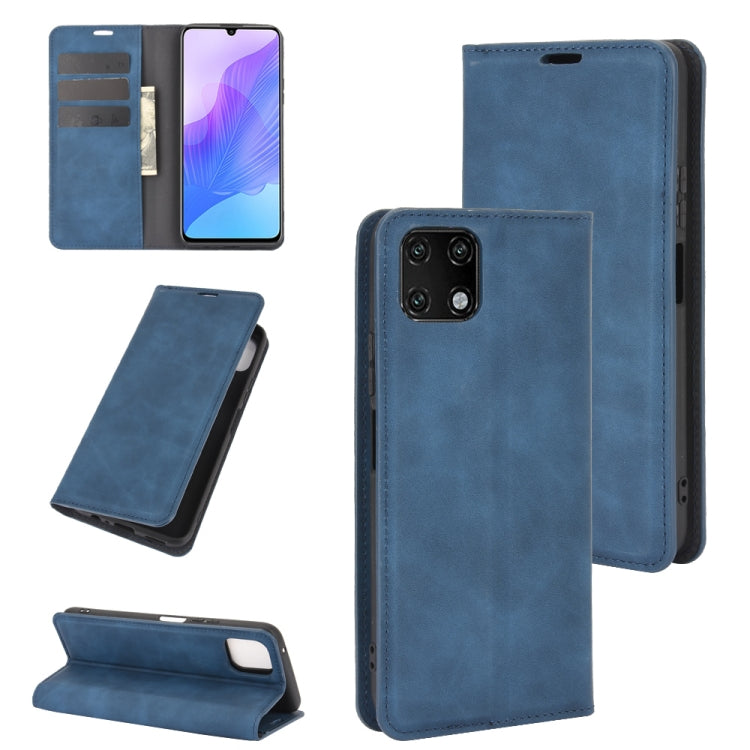 For Huawei Enjoy 20 Retro-skin Business Magnetic Suction Leather Case with Holder & Card Slots & Wallet