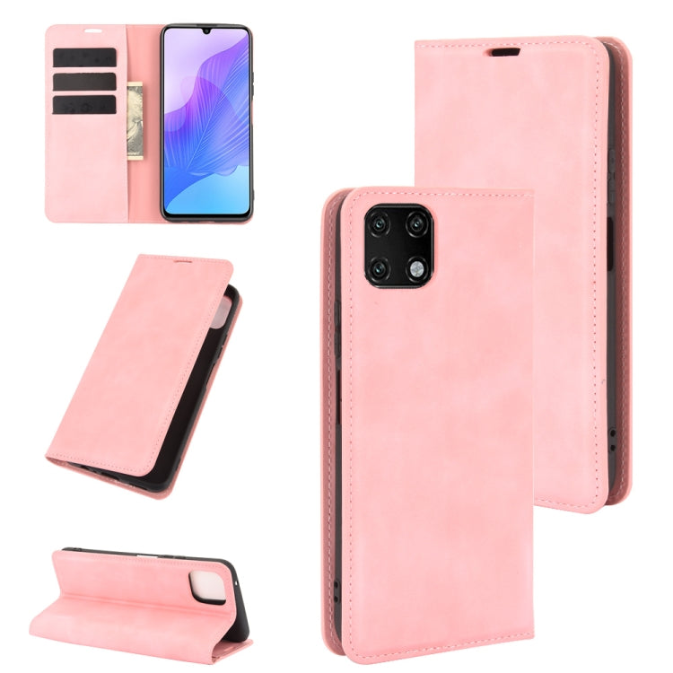 For Huawei Enjoy 20 Retro-skin Business Magnetic Suction Leather Case with Holder & Card Slots & Wallet