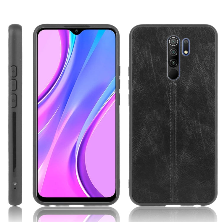 For Xiaomi Redmi 9 Shockproof Sewing Cow Pattern Skin PC + PU + TPU Case