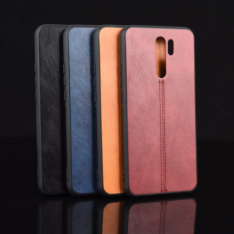 For Xiaomi Redmi 9 Shockproof Sewing Cow Pattern Skin PC + PU + TPU Case