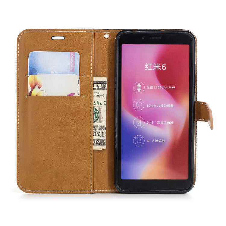 Color Matching Denim Texture Leather Case for Xiaomi Redmi 6 / 6A, with Holder & Card Slots & Wallet & Lanyard