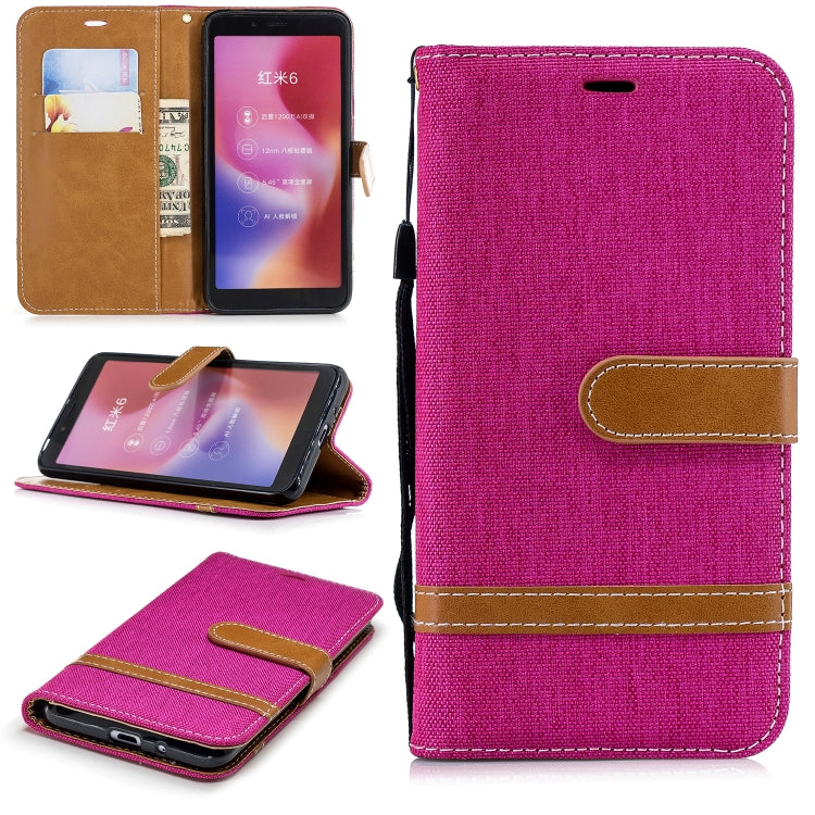 Color Matching Denim Texture Leather Case for Xiaomi Redmi 6 / 6A, with Holder & Card Slots & Wallet & Lanyard
