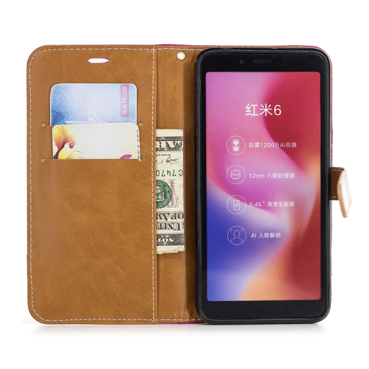 Color Matching Denim Texture Leather Case for Xiaomi Redmi 6 / 6A, with Holder & Card Slots & Wallet & Lanyard
