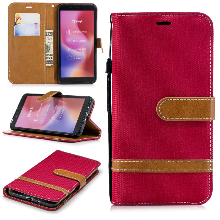 Color Matching Denim Texture Leather Case for Xiaomi Redmi 6 / 6A, with Holder & Card Slots & Wallet & Lanyard