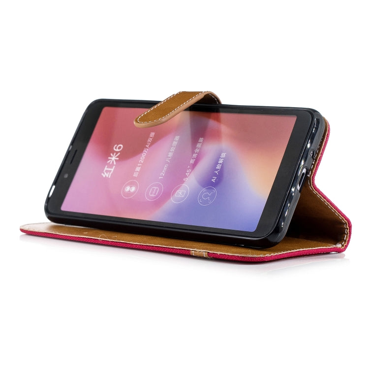 Color Matching Denim Texture Leather Case for Xiaomi Redmi 6 / 6A, with Holder & Card Slots & Wallet & Lanyard