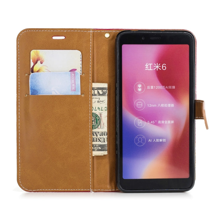 Color Matching Denim Texture Leather Case for Xiaomi Redmi 6 / 6A, with Holder & Card Slots & Wallet & Lanyard