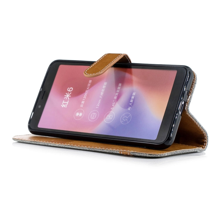 Color Matching Denim Texture Leather Case for Xiaomi Redmi 6 / 6A, with Holder & Card Slots & Wallet & Lanyard