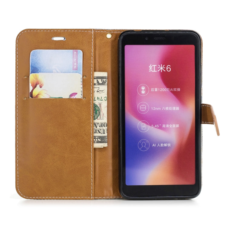 Color Matching Denim Texture Leather Case for Xiaomi Redmi 6 / 6A, with Holder & Card Slots & Wallet & Lanyard