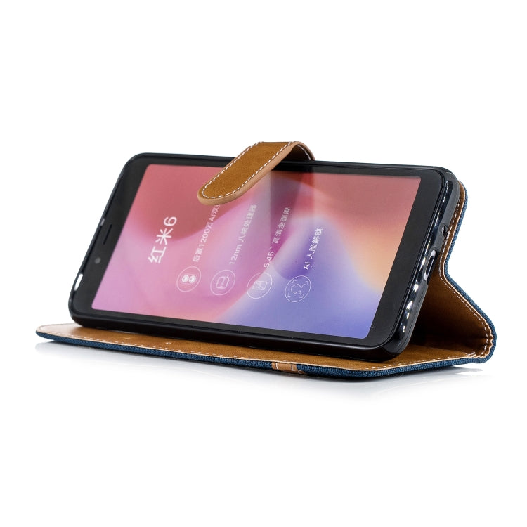 Color Matching Denim Texture Leather Case for Xiaomi Redmi 6 / 6A, with Holder & Card Slots & Wallet & Lanyard