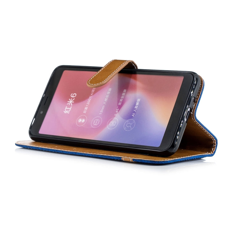 Color Matching Denim Texture Leather Case for Xiaomi Redmi 6 / 6A, with Holder & Card Slots & Wallet & Lanyard