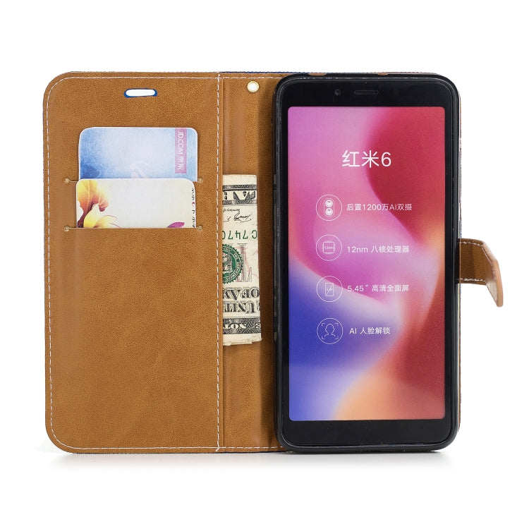 Color Matching Denim Texture Leather Case for Xiaomi Redmi 6 / 6A, with Holder & Card Slots & Wallet & Lanyard