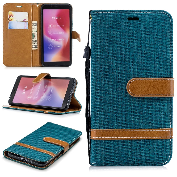 Color Matching Denim Texture Leather Case for Xiaomi Redmi 6 / 6A, with Holder & Card Slots & Wallet & Lanyard
