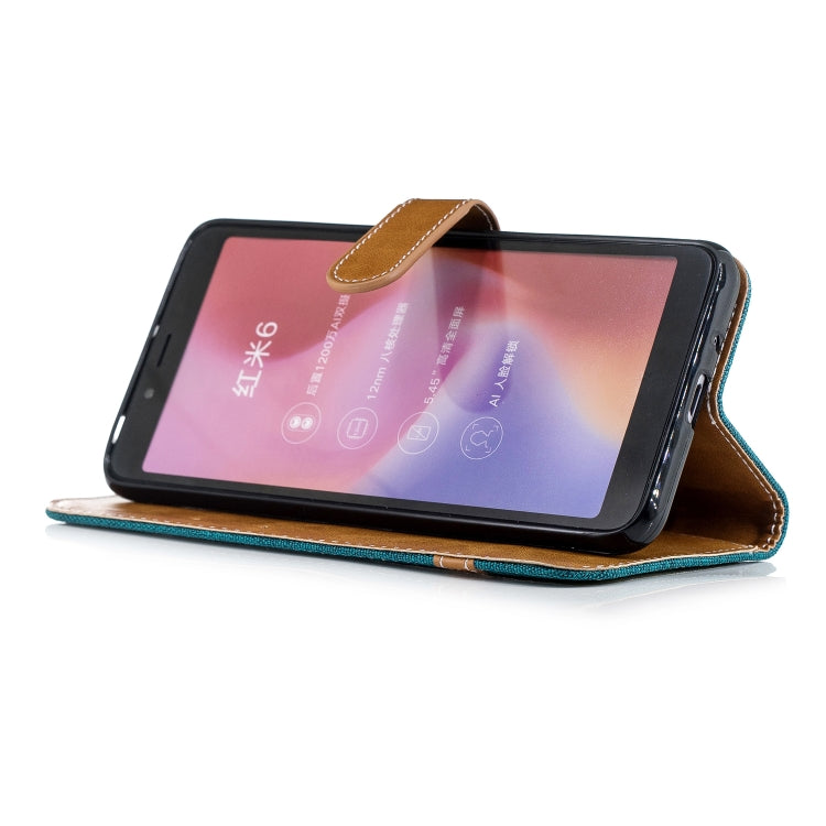 Color Matching Denim Texture Leather Case for Xiaomi Redmi 6 / 6A, with Holder & Card Slots & Wallet & Lanyard