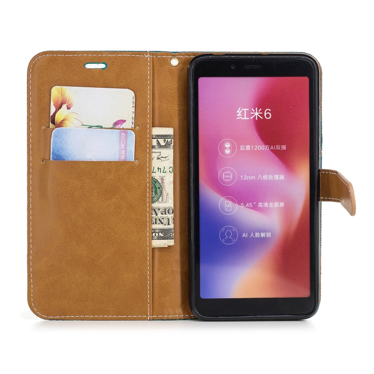 Color Matching Denim Texture Leather Case for Xiaomi Redmi 6 / 6A, with Holder & Card Slots & Wallet & Lanyard