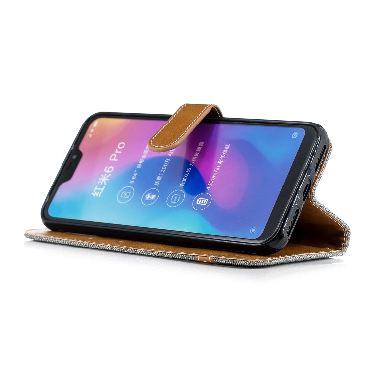 Color Matching Denim Texture Leather Case for Xiaomi Redmi 6 Pro, with Holder & Card Slots & Wallet & Lanyard