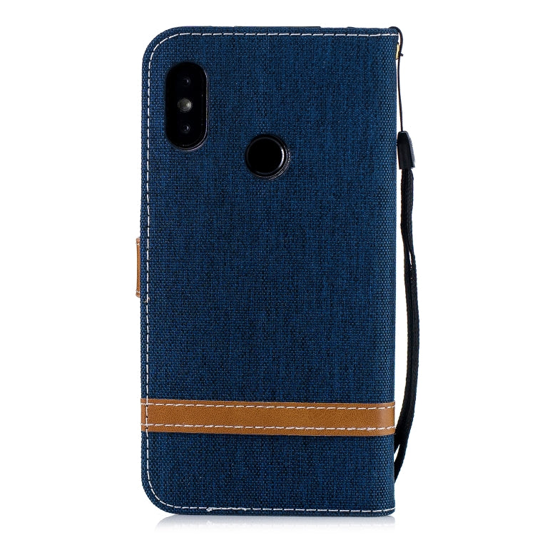 Color Matching Denim Texture Leather Case for Xiaomi Redmi 6 Pro, with Holder & Card Slots & Wallet & Lanyard