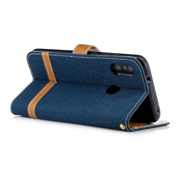 Color Matching Denim Texture Leather Case for Xiaomi Redmi 6 Pro, with Holder & Card Slots & Wallet & Lanyard