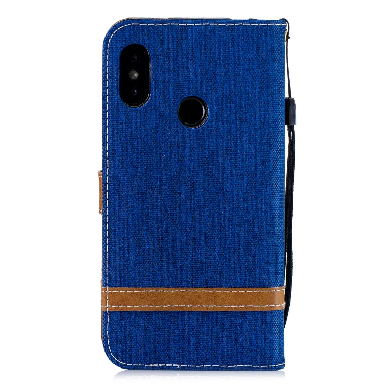 Color Matching Denim Texture Leather Case for Xiaomi Redmi 6 Pro, with Holder & Card Slots & Wallet & Lanyard