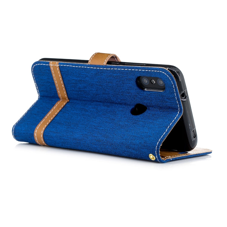 Color Matching Denim Texture Leather Case for Xiaomi Redmi 6 Pro, with Holder & Card Slots & Wallet & Lanyard