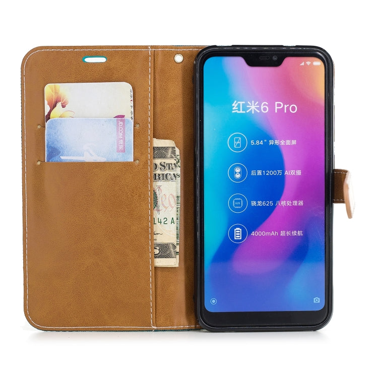 Color Matching Denim Texture Leather Case for Xiaomi Redmi 6 Pro, with Holder & Card Slots & Wallet & Lanyard