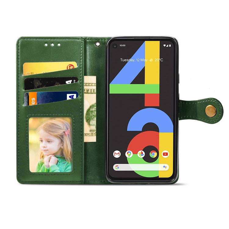 For Google Pixel 4A Retro Solid Color Leather Buckle Phone Case with Lanyard & Photo Frame & Card Slot & Wallet & Stand Function