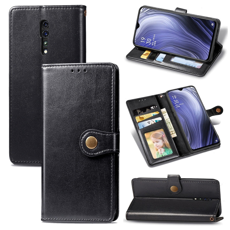 For OPPO Reno Z Retro Solid Color Leather Buckle Phone Case with Lanyard & Photo Frame & Card Slot & Wallet & Stand Function