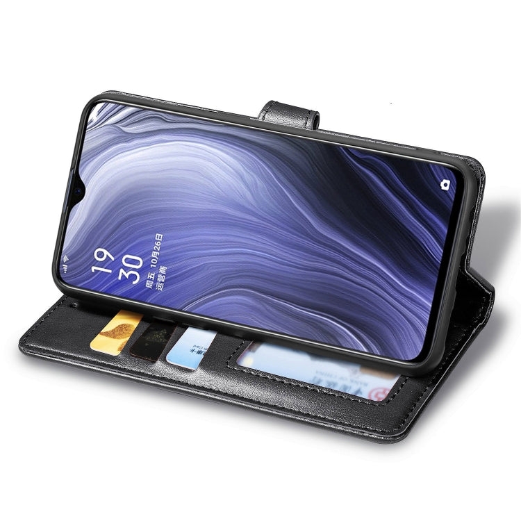 For OPPO Reno Z Retro Solid Color Leather Buckle Phone Case with Lanyard & Photo Frame & Card Slot & Wallet & Stand Function