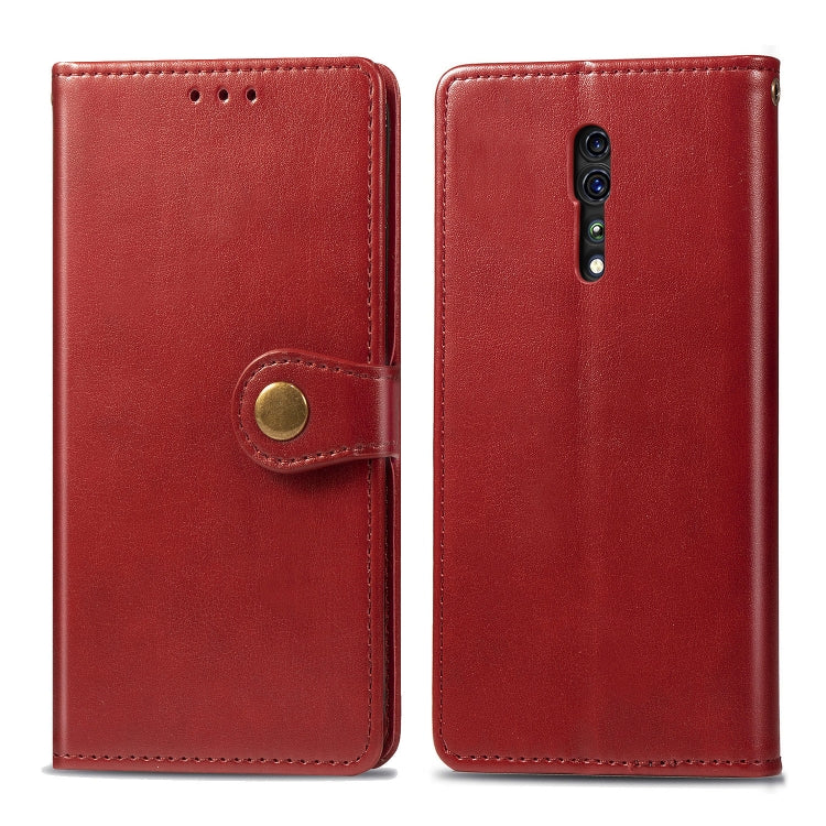 For OPPO Reno Z Retro Solid Color Leather Buckle Phone Case with Lanyard & Photo Frame & Card Slot & Wallet & Stand Function