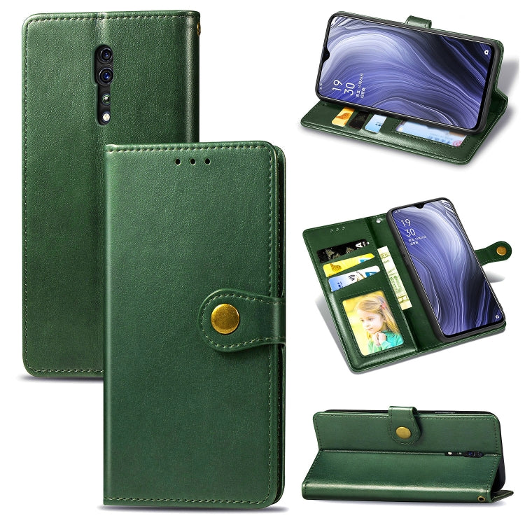 For OPPO Reno Z Retro Solid Color Leather Buckle Phone Case with Lanyard & Photo Frame & Card Slot & Wallet & Stand Function
