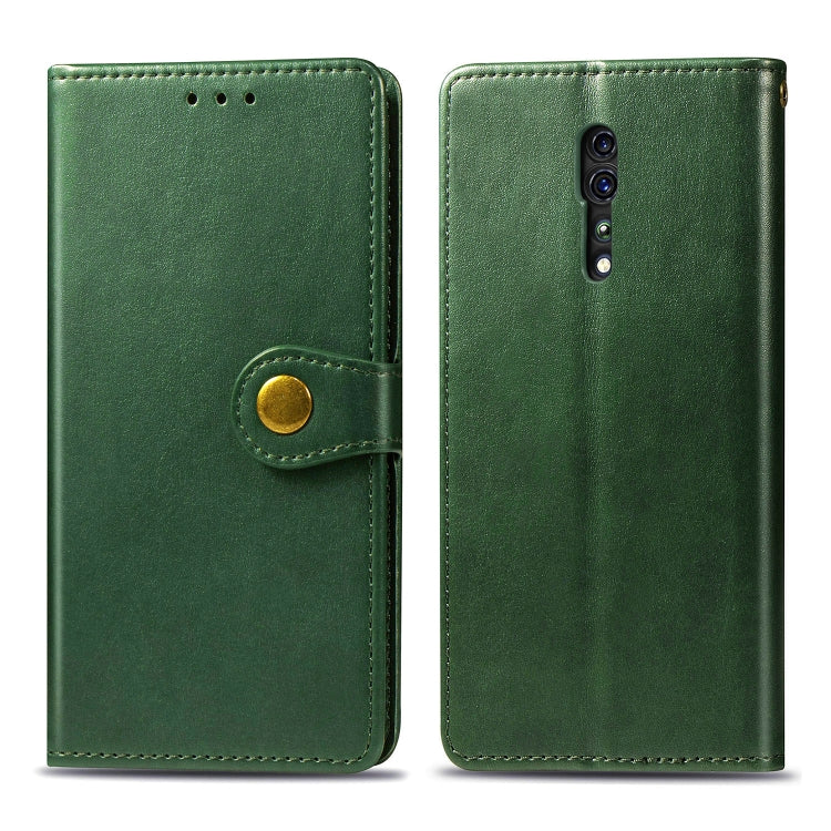 For OPPO Reno Z Retro Solid Color Leather Buckle Phone Case with Lanyard & Photo Frame & Card Slot & Wallet & Stand Function
