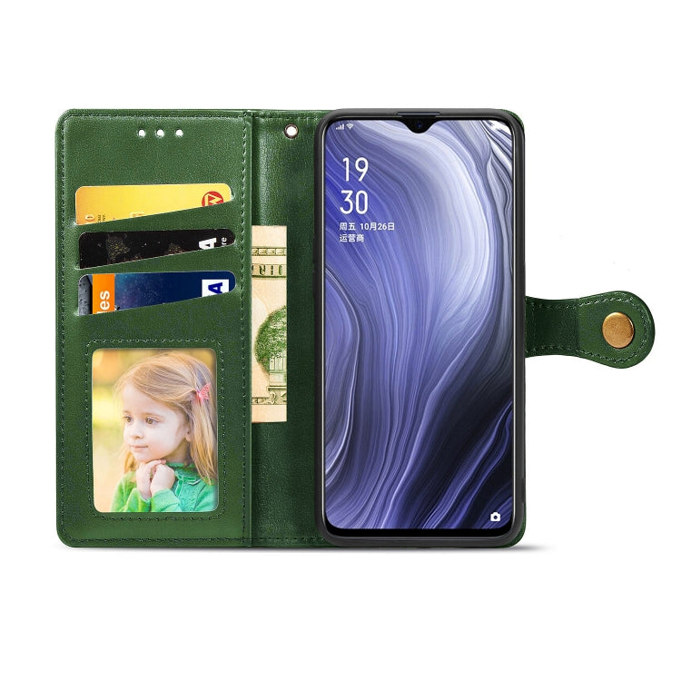 For OPPO Reno Z Retro Solid Color Leather Buckle Phone Case with Lanyard & Photo Frame & Card Slot & Wallet & Stand Function